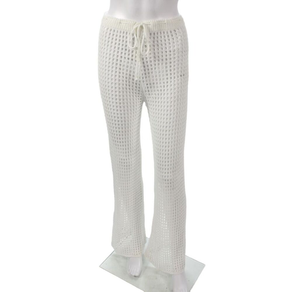 Superdown Womens White Drawstring Acrylic Beach Pants Size S